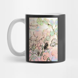 ORIENTAL FLORAL PRETTY PAGODA DESIGN DECO POSTER ASIAN ART BIRD  PRINT Mug